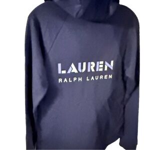 Lauren Ralph Lauren Women’s Full Zip Navy Blue Hoodie Unique Logo Sz M